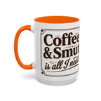 Cozy Reader Coffee Mug — "Coffee & Smut is all I need" Accent Mug for Book Lovers (11/15oz)