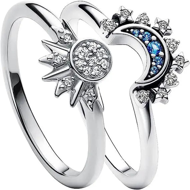 Sun and Moon Matching Ring Set 