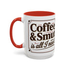 Cozy Reader Coffee Mug — "Coffee & Smut is all I need" Accent Mug for Book Lovers (11/15oz)