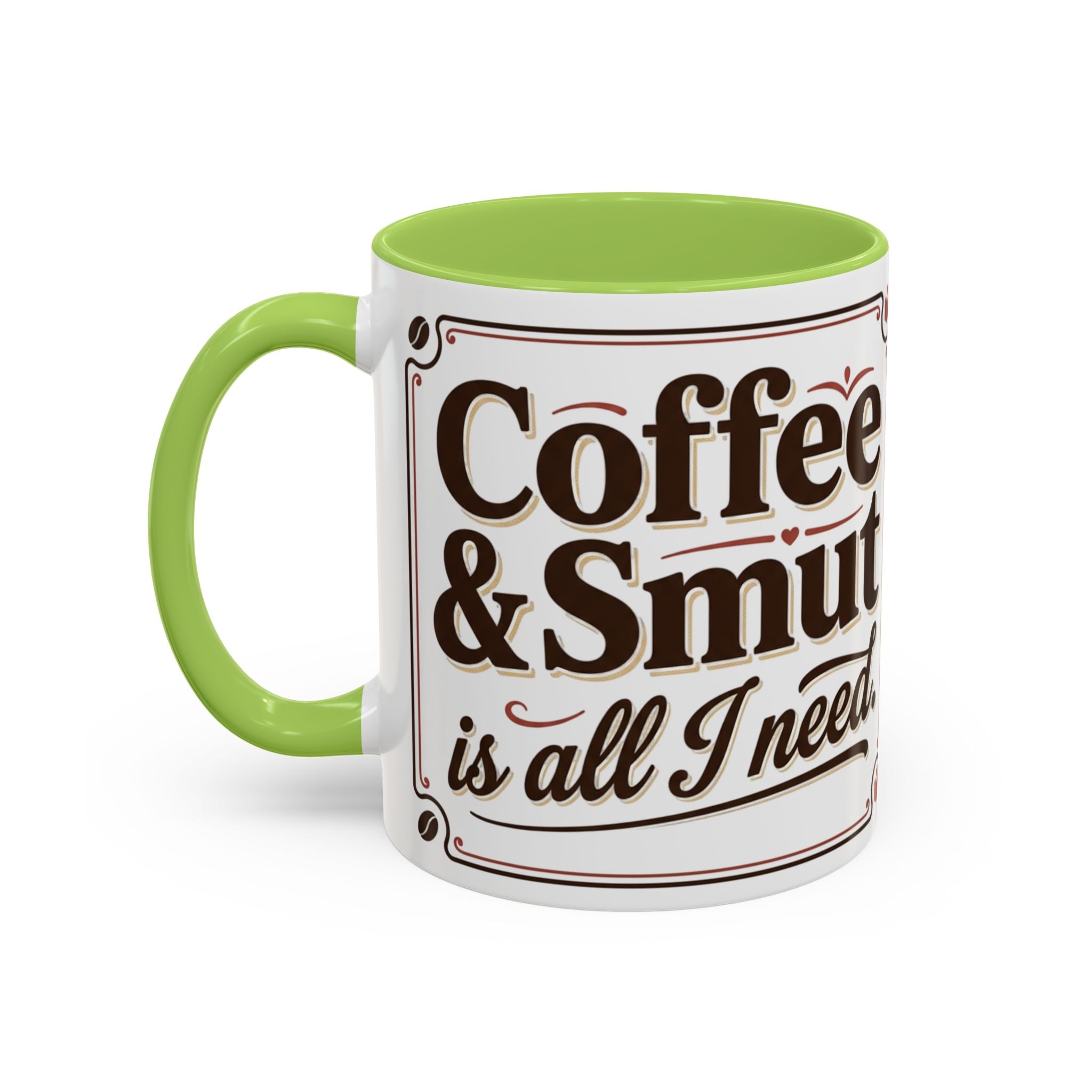 Cozy Reader Coffee Mug — "Coffee & Smut is all I need" Accent Mug for Book Lovers (11/15oz)