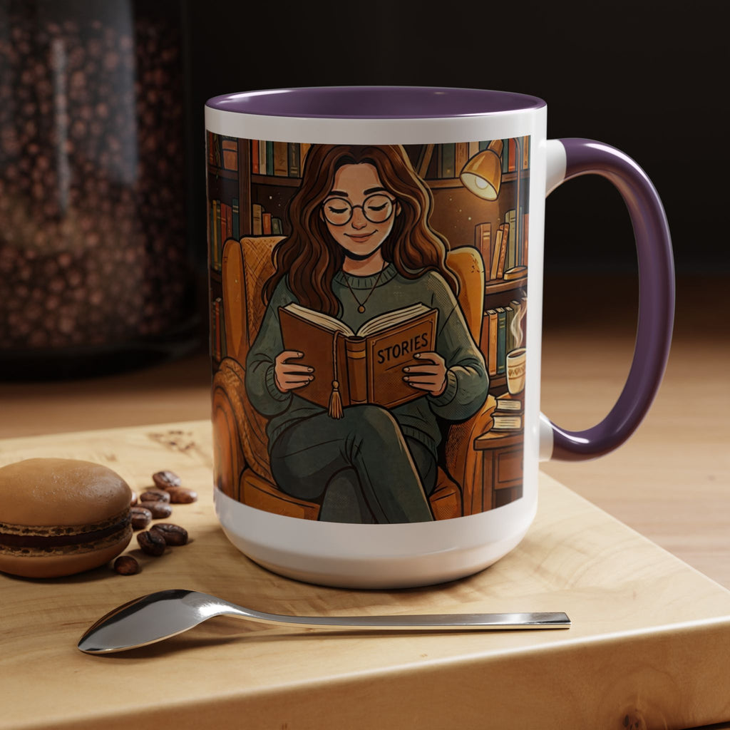 Cozy Reader Coffee Mug — "Coffee & Smut is all I need" Accent Mug for Book Lovers (11/15oz)