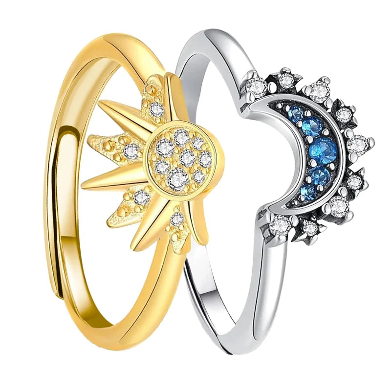 Sun and Moon Matching Ring Set 