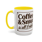 Cozy Reader Coffee Mug — "Coffee & Smut is all I need" Accent Mug for Book Lovers (11/15oz)