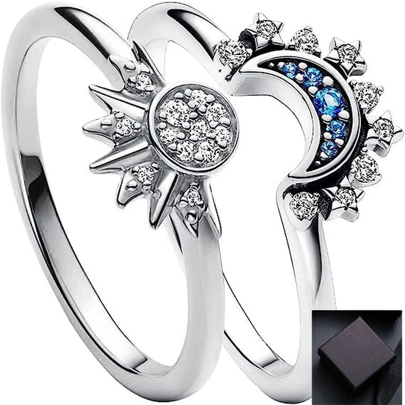 Sun and Moon Matching Ring Set 