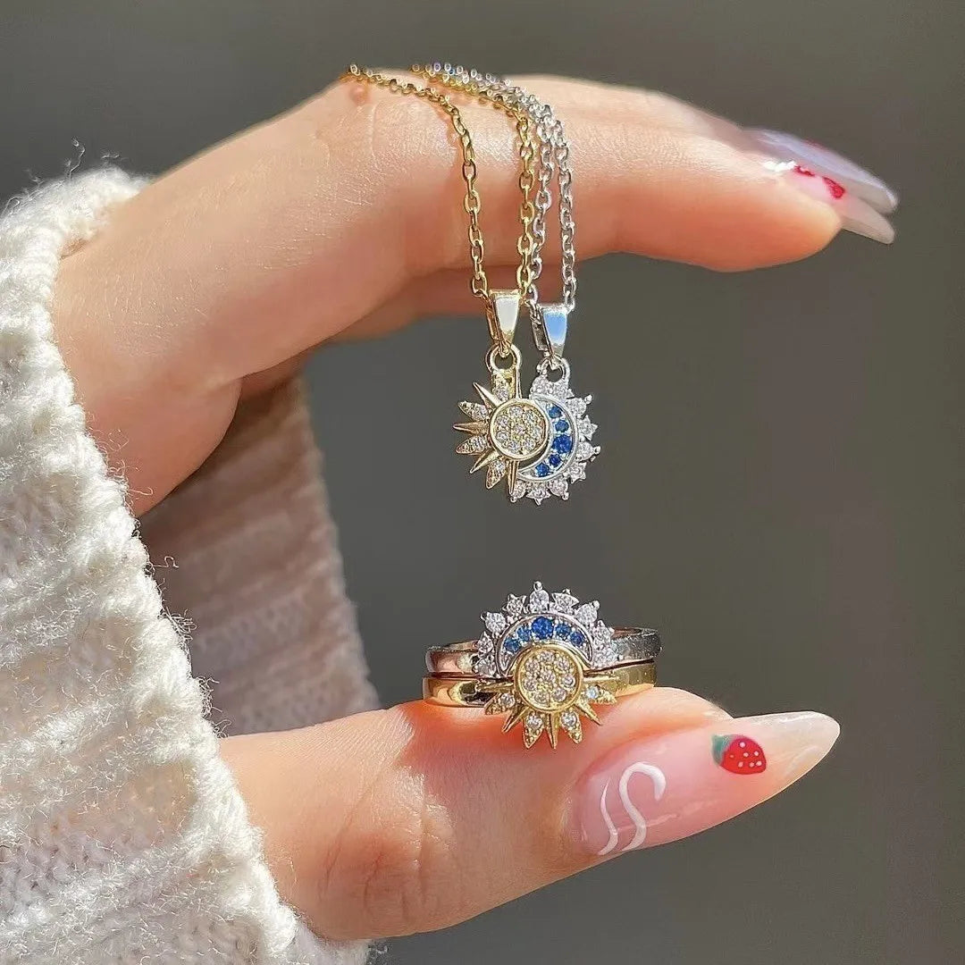Sun & Moon Necklace & Ring Set